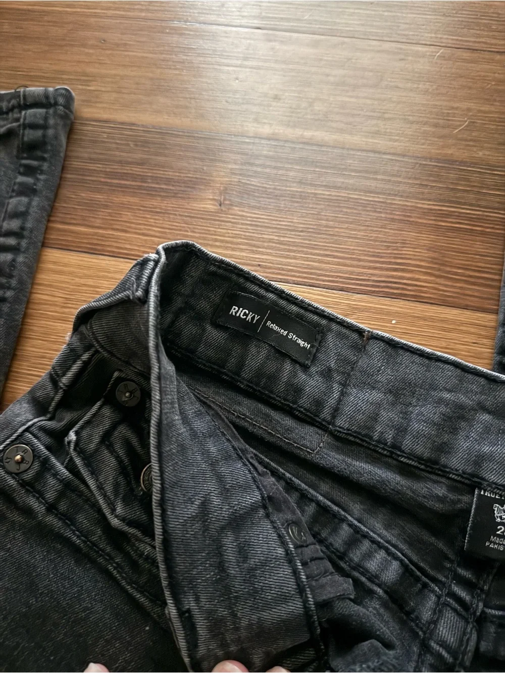 True Religion Rickey Relaxed Straight Men's Jeans Washed Black Sz 28